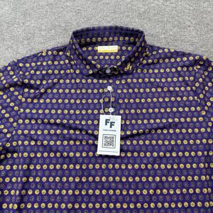 Fore Fathers‎ Fadeaway Purple Polo Shirt M Basketball Lakers All Over Print Golf